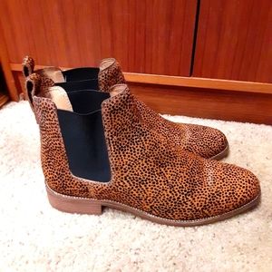 Madewell Ainsley Chelsea Boot in Spotted Calf Hair animal print women's 9.5